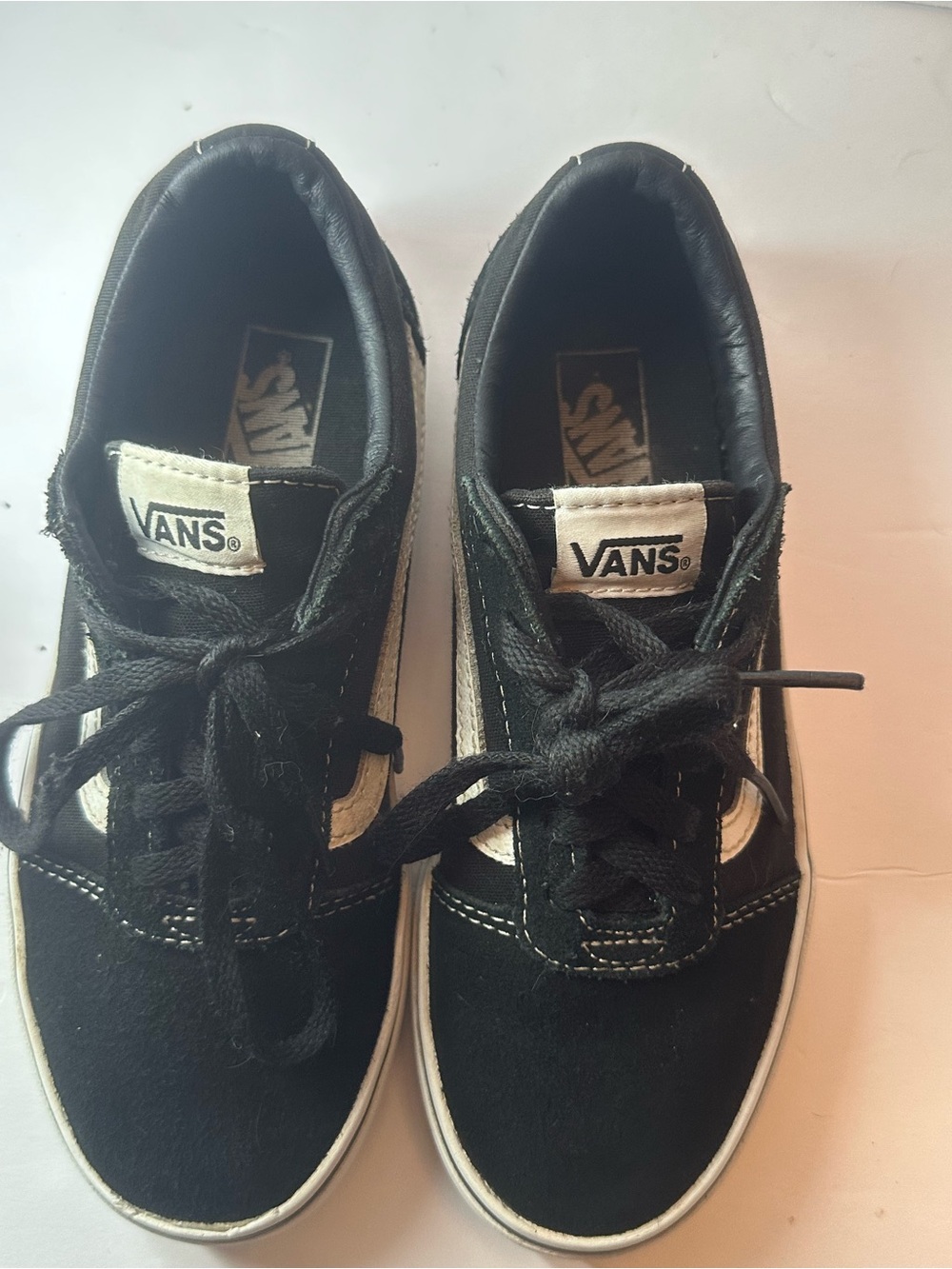 Vans Kids Black and White Low-Top Skate Sneakers
